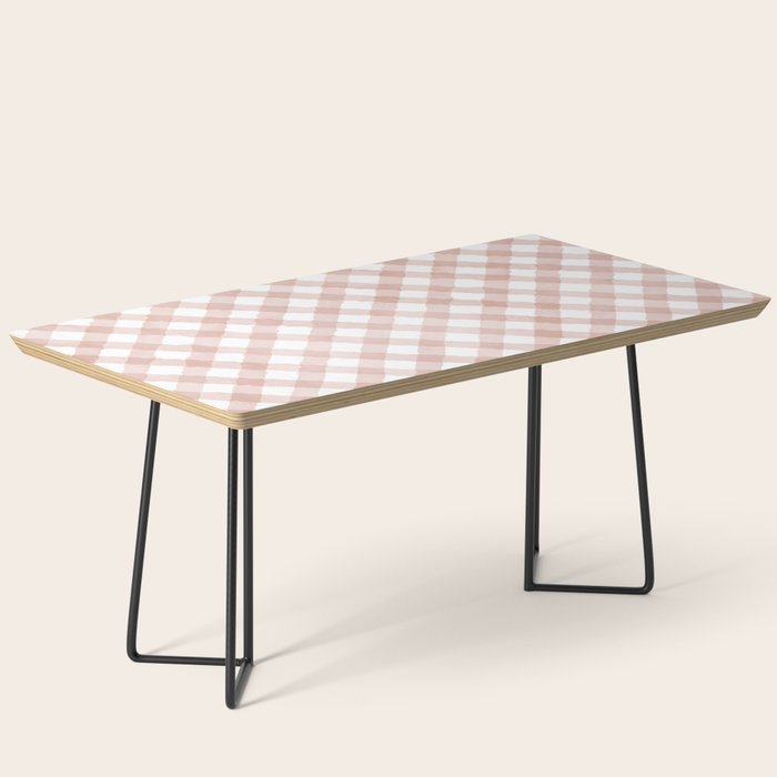 Hand Painted Pink Festive Gingham Theme Coffee Table Gallery Image 1