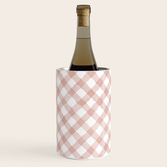Hand Painted Pink Festive Gingham Theme Wine Chiller Gallery Image 2
