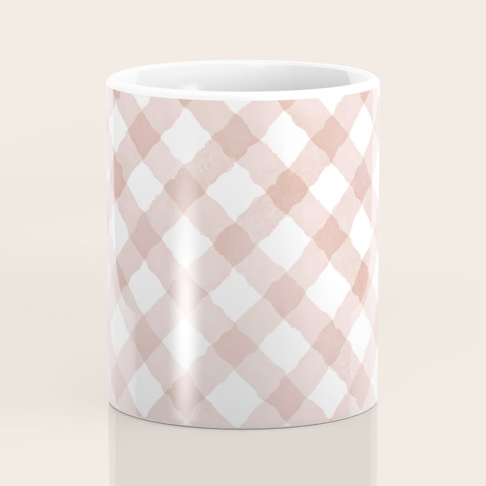 Hand Painted Pink Festive Gingham Theme Coffee Mug Gallery Image 4