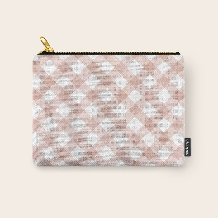 Hand Painted Pink Festive Gingham Theme Carry All Pouch Gallery Image 1