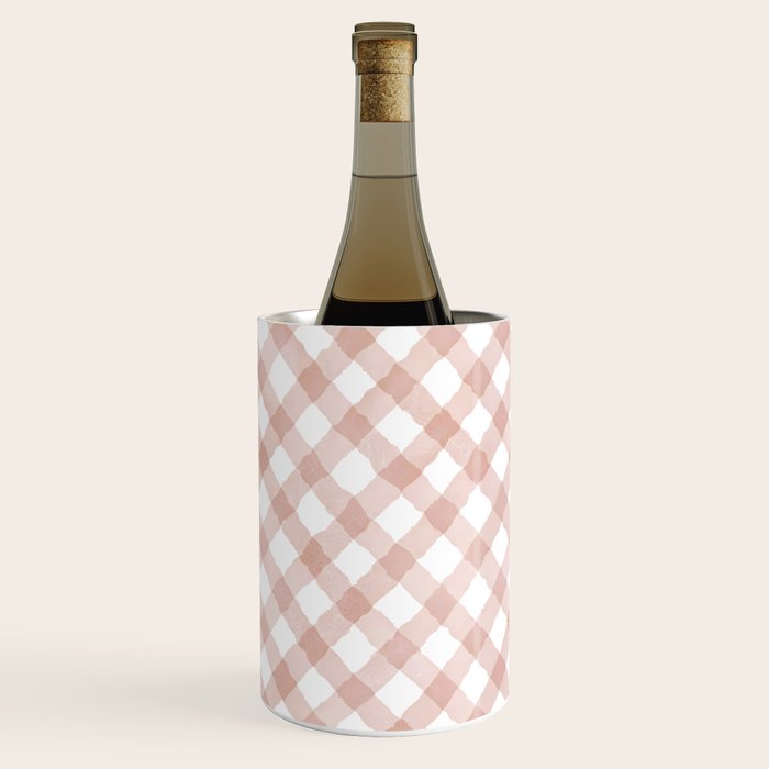 Hand Painted Pink Festive Gingham Theme Wine Chiller Gallery Image 3