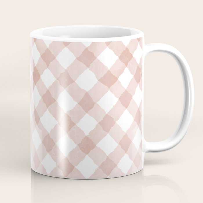 Hand Painted Pink Festive Gingham Theme Coffee Mug Gallery Image 1