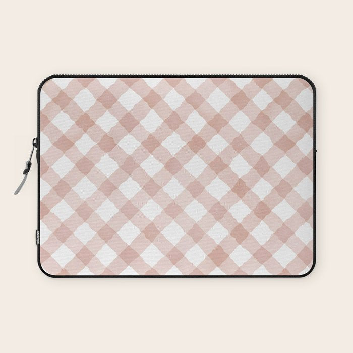 Hand Painted Pink Festive Gingham Theme Laptop Sleeve Gallery Image 1