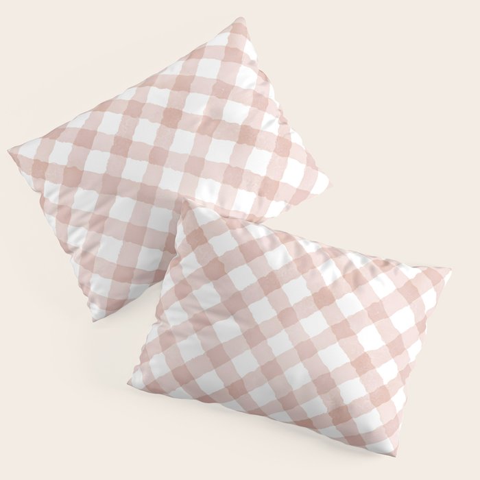 Hand Painted Pink Festive Gingham Theme Pillow Sham Gallery Image 3
