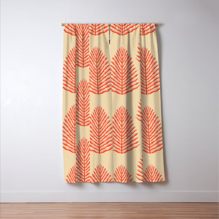 Pink and Red Organic Leaf Window Curtain Gallery Image 3