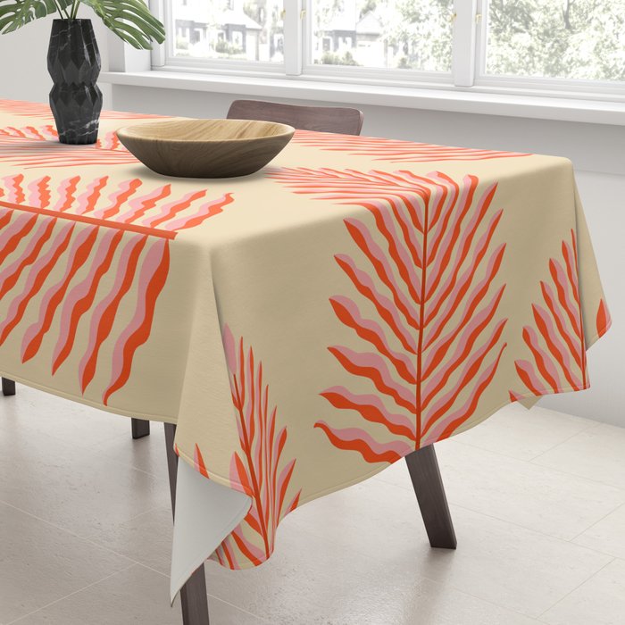 Pink and Red Organic Leaf Tablecloth Gallery Image 3
