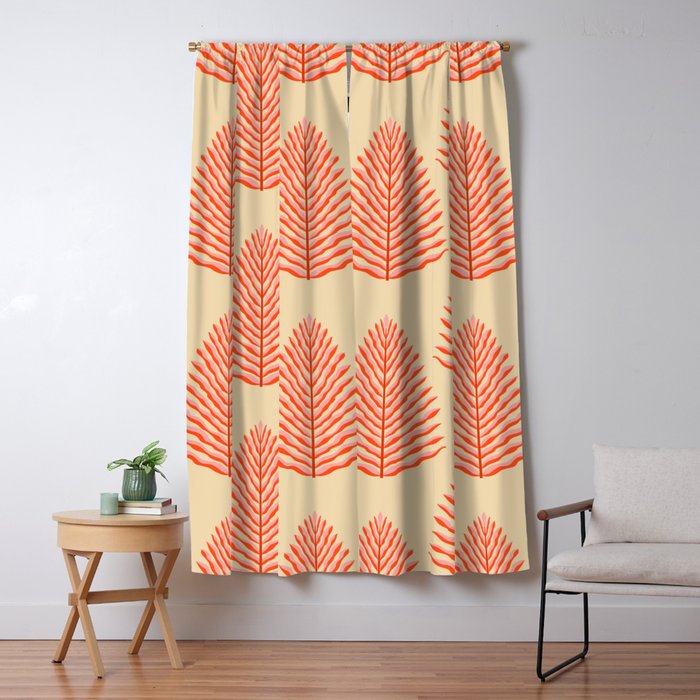 Pink and Red Organic Leaf Window Curtain Gallery Image 5