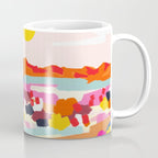 Romantic Landscape, Nature Travel Sunset Painting, Brush Strokes Vivid Colorful Eclectic, Bohemian Sky Mountain Adventure Positivity Mindset Coffee Mug Gallery Image 1