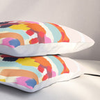 Romantic Landscape, Nature Travel Sunset Painting, Brush Strokes Vivid Colorful Eclectic, Bohemian Sky Mountain Adventure Positivity Mindset Pillow Sham Gallery Image 3