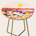 Romantic Landscape, Nature Travel Sunset Painting, Brush Strokes Vivid Colorful Eclectic, Bohemian Sky Mountain Adventure Positivity Mindset Side Table Gallery Image 2