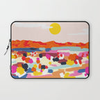Romantic Landscape, Nature Travel Sunset Painting, Brush Strokes Vivid Colorful Eclectic, Bohemian Sky Mountain Adventure Positivity Mindset Laptop Sleeve Gallery Image 1