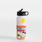 Romantic Landscape, Nature Travel Sunset Painting, Brush Strokes Vivid Colorful Eclectic, Bohemian Sky Mountain Adventure Positivity Mindset Water Bottle Gallery Image 1