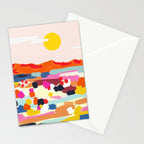 Romantic Landscape, Nature Travel Sunset Painting, Brush Strokes Vivid Colorful Eclectic, Bohemian Sky Mountain Adventure Positivity Mindset Stationery Card Gallery Image 2