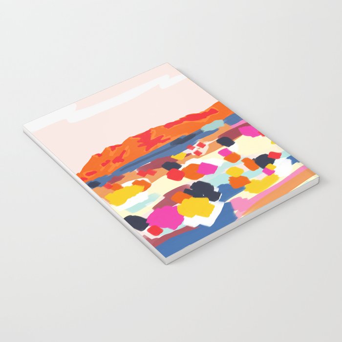 Romantic Landscape, Nature Travel Sunset Painting, Brush Strokes Vivid Colorful Eclectic, Bohemian Sky Mountain Adventure Positivity Mindset Notebook Gallery Image 3