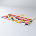 Romantic Landscape, Nature Travel Sunset Painting, Brush Strokes Vivid Colorful Eclectic, Bohemian Sky Mountain Adventure Positivity Mindset Rug Gallery Image 3