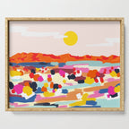 Romantic Landscape, Nature Travel Sunset Painting, Brush Strokes Vivid Colorful Eclectic, Bohemian Sky Mountain Adventure Positivity Mindset Serving Tray Gallery Image 1