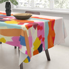 Romantic Landscape, Nature Travel Sunset Painting, Brush Strokes Vivid Colorful Eclectic, Bohemian Sky Mountain Adventure Positivity Mindset Tablecloth Gallery Image 3