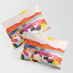 Romantic Landscape, Nature Travel Sunset Painting, Brush Strokes Vivid Colorful Eclectic, Bohemian Sky Mountain Adventure Positivity Mindset Pillow Sham Gallery Image 3