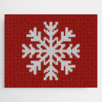 Classic Red Christmas white snowflake knit Jigsaw Puzzle Gallery Image 1