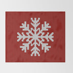Classic Red Christmas white snowflake knit Throw Blanket Gallery Image 2