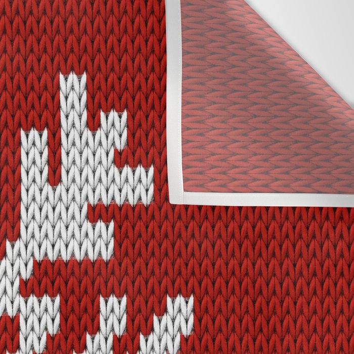 Classic Red Christmas white snowflake knit Wall Tapestry Gallery Image 3