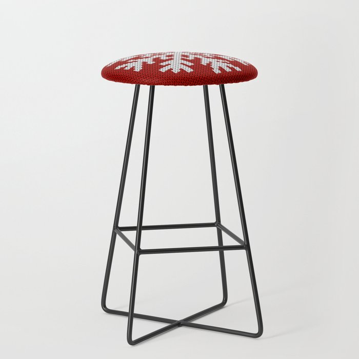 Classic Red Christmas white snowflake knit Stool Gallery Image 1