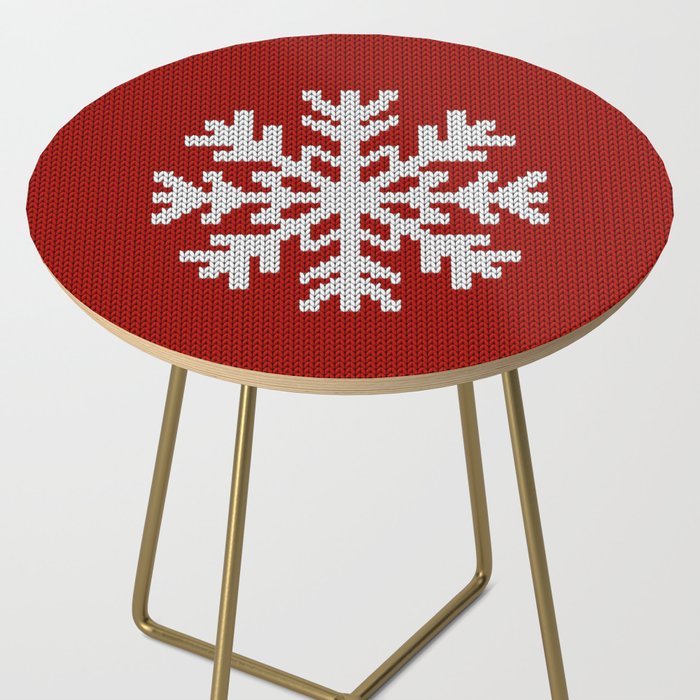 Classic Red Christmas white snowflake knit Side Table Gallery Image 2