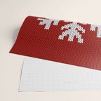 Classic Red Christmas white snowflake knit Wrapping Paper Gallery Image 2