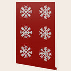 Classic Red Christmas white snowflake knit Wallpaper Gallery Image 2