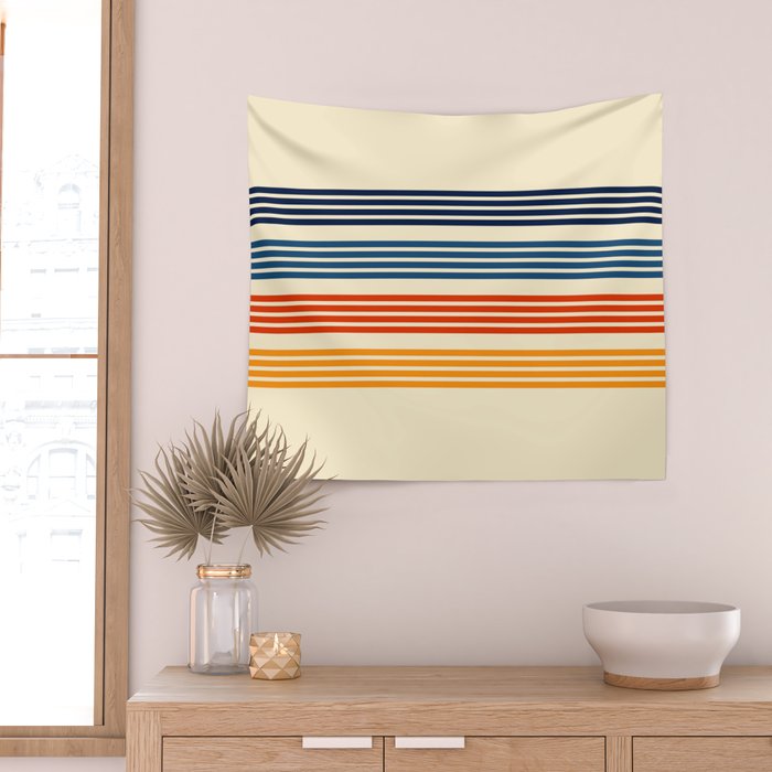 Kenshin - Classic Old School Retro Stripes Wall Tapestry Gallery Image 2