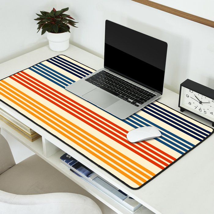 Kenshin - Classic Old School Retro Stripes Desk Mat Gallery Image 2