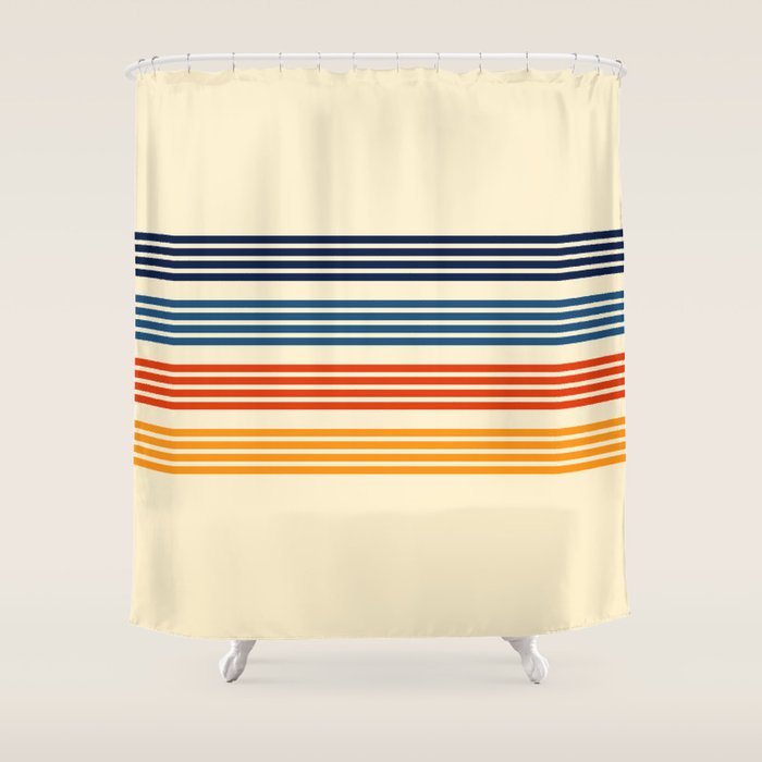 Kenshin - Classic Old School Retro Stripes Shower Curtain Gallery Image 1