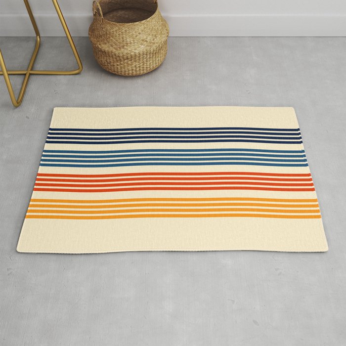 Kenshin - Classic Old School Retro Stripes Rug Gallery Image 1