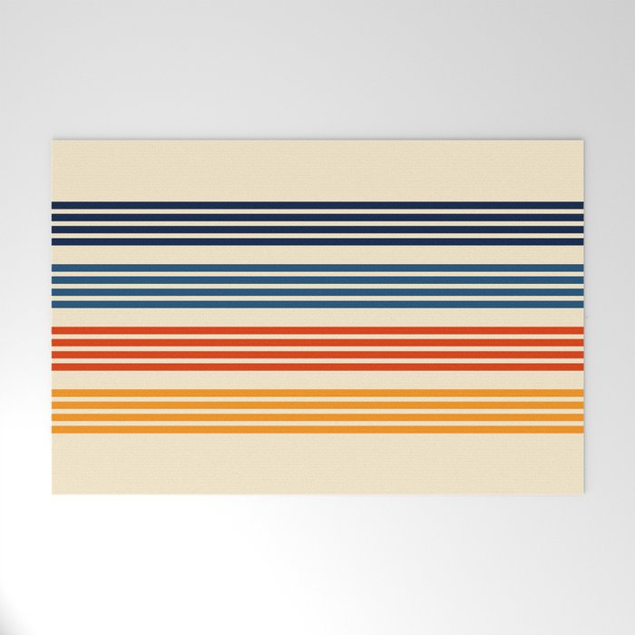 Kenshin - Classic Old School Retro Stripes Welcome Mat Gallery Image 1