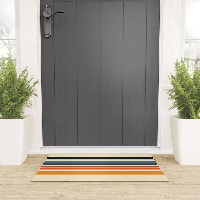 Kenshin - Classic Old School Retro Stripes Welcome Mat Gallery Image 3
