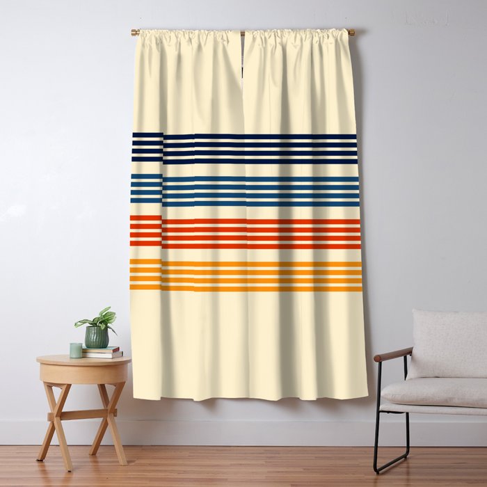 Kenshin - Classic Old School Retro Stripes Window Curtain Gallery Image 1