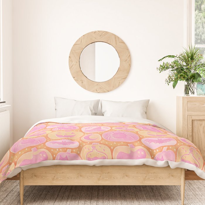 Halloween Pumpkins - pink and orange Duvet Cover Gallery Image 3