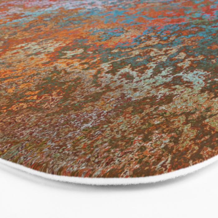 Vintage Rust, Terracotta and Blue Bath Mat Gallery Image 3