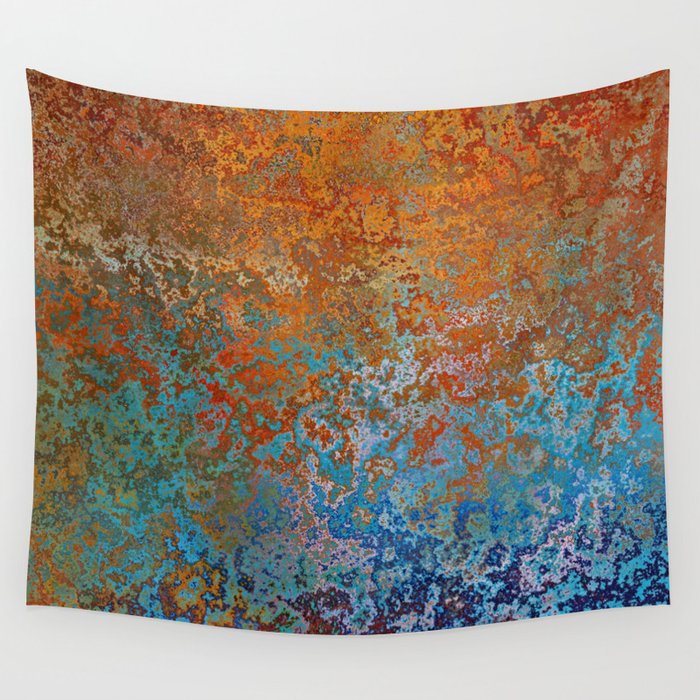 Vintage Rust, Terracotta and Blue Wall Tapestry Gallery Image 1