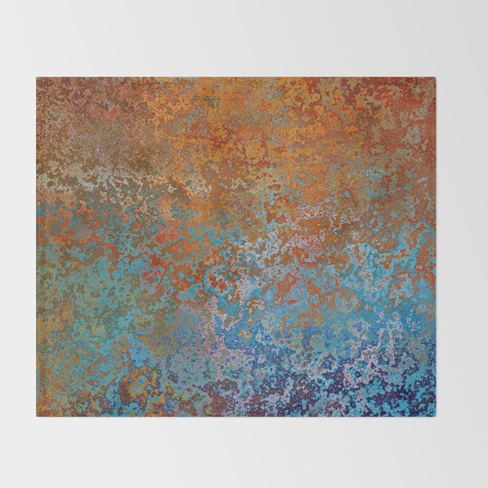 Vintage Rust, Terracotta and Blue Throw Blanket Gallery Image 2