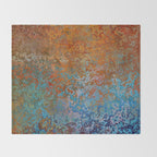 Vintage Rust, Terracotta and Blue Throw Blanket Gallery Image 2