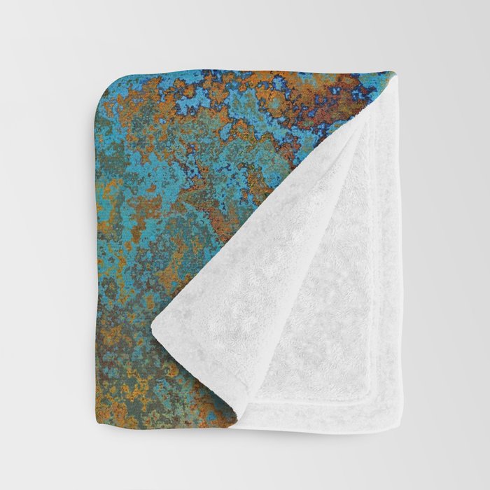 Vintage Rust, Terracotta and Blue Throw Blanket Gallery Image 3