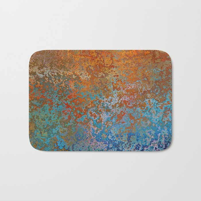 Vintage Rust, Terracotta and Blue Bath Mat Gallery Image 1