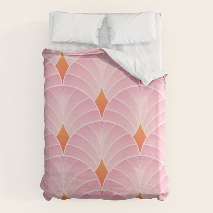 Diamonds & Petals: The Peach Edition Duvet Cover Gallery Image 1