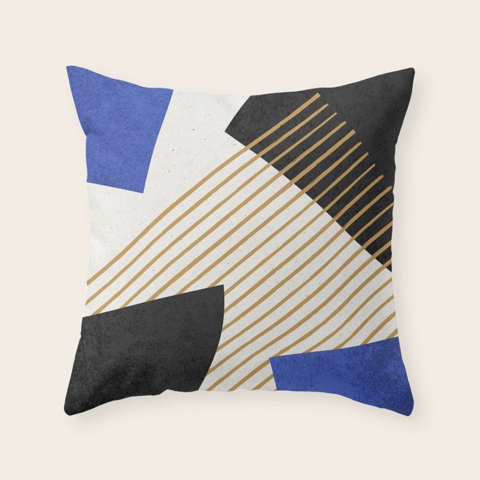Stripes Circle Geometric Abstract Pattern 2 - Navy Blue Black Throw Pillow Gallery Image 6