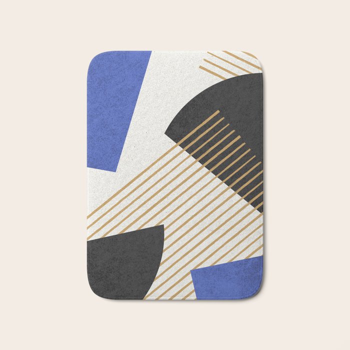 Stripes Circle Geometric Abstract Pattern 2 - Navy Blue Black Bath Mat Gallery Image 1