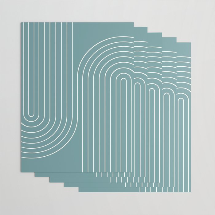 Minimal Line Curvature LXXXVI Beachy Teal Mid Century Modern Arch Abstract Wrapping Paper Gallery Image 3