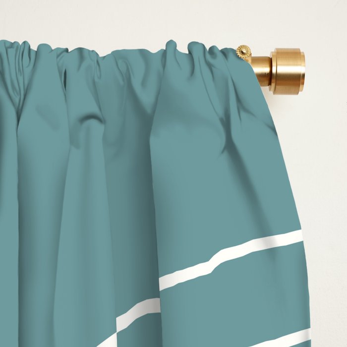 Minimal Line Curvature LXXXVI Beachy Teal Mid Century Modern Arch Abstract Window Curtain Gallery Image 2