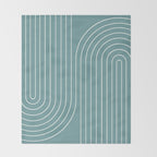 Minimal Line Curvature LXXXVI Beachy Teal Mid Century Modern Arch Abstract Throw Blanket Gallery Image 2