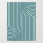 Minimal Line Curvature LXXXVI Beachy Teal Mid Century Modern Arch Abstract Poster Gallery Image 4